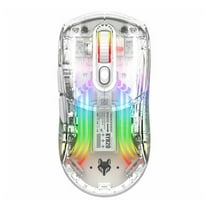 Kyusrd Wireless Gaming Mouse With Full Transparent Design,Double Mode 2.4G/Bluetooth/wire Mouse,3D RGB Backlit,Ergonomic Silent Mouse With 7 Buttons,