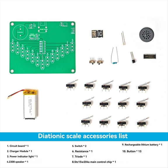 Electronic Kalimba Thumb Piano 13 Key Pentatonic Scale Instruments Electronic DIY Soldering Kit 13 Key Pentatonic Scale