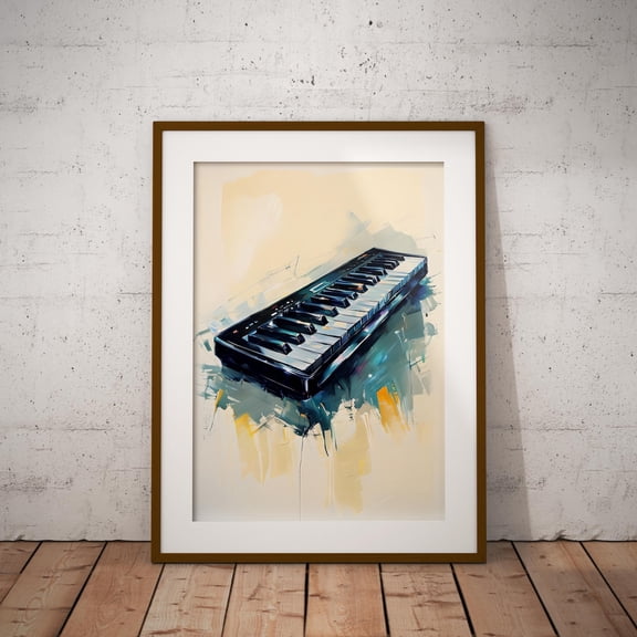 Electronic Keyboard Print Modern Music Wall Art For Synthesized New Wave Fans, Unframed Paper Print