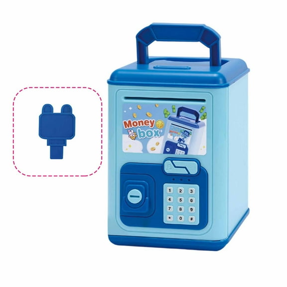 Electronic Kids Safe Money Box with Password and Key Lock, Coin Bank for Boys and Girls, Portable Mini ATM Piggy Bank Toy for Saving Cash, , and Small Items, Educational Gift for Children