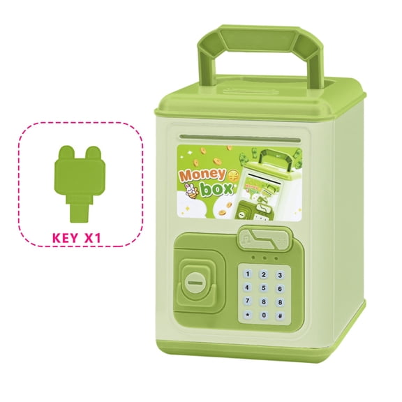 Electronic Kids Safe Money Box with Password and Key Lock, Coin Bank for Boys and Girls, Portable Mini ATM Piggy Bank Toy for Saving Cash, , and Small Items, Educational Gift for Children