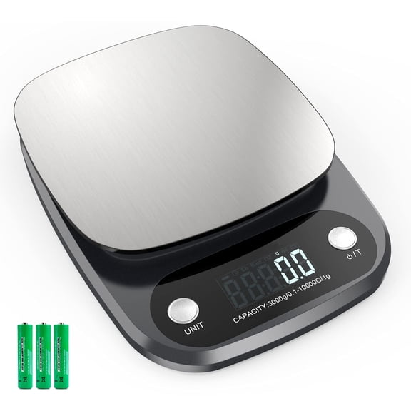 Electronic Kitchen Scale 10 kg, Precision Scale with LCD Display Up to 0.1 g, Stainless Steel Food Scale for Cooking