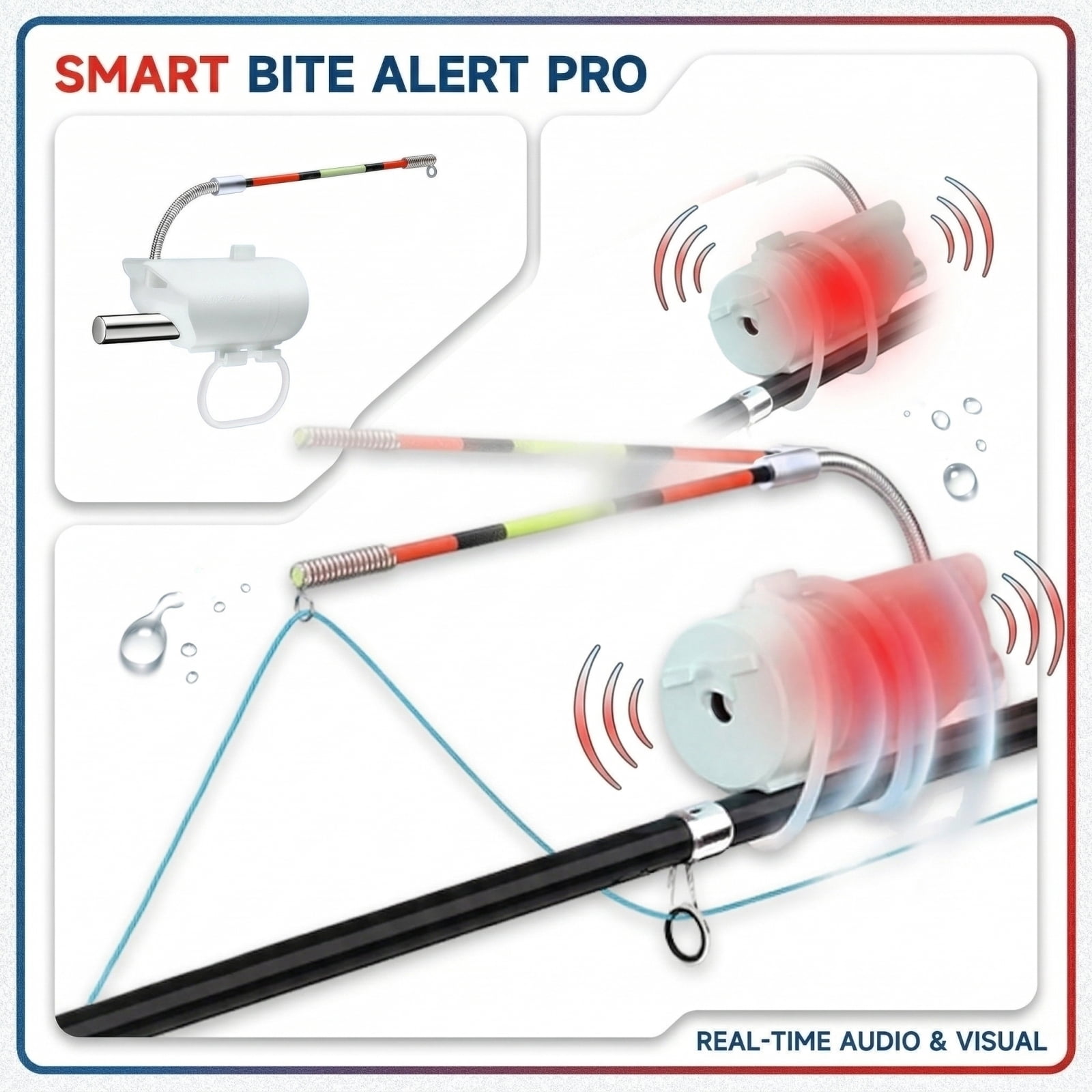 Fish Alert Electronic LED Fishing Bite Alarm for Rod Tip, High Sensitivity Sound ...
