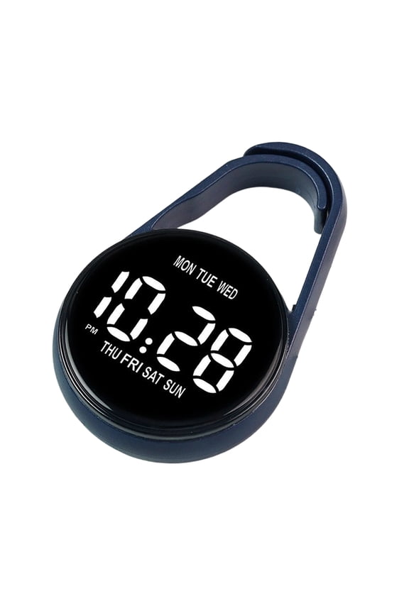 Electronic LED Hanging Clock Touch Control Small Pocket Watch with Keychain Clip Battery Operated for Backpacks Belts