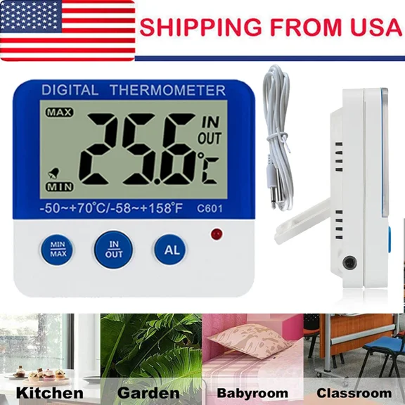Electronic Led Digital Thermometers Home ?/? Thermometer Kitchen Freezer Alarm