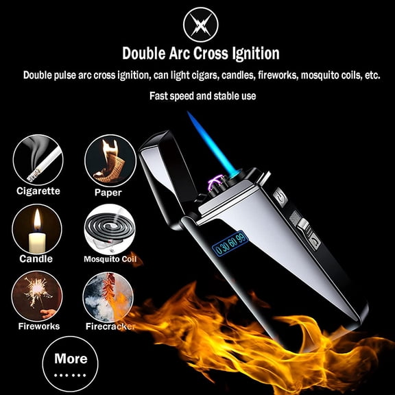 Electronic Lighter, Jet Flame Torch Lighters, 2 in 1 Arc Electric USB Rechargeable Windproof Infinity Lighter, Refillable Butane for Cigar, BBQs, Fireworks, Candle, Camping (Red)