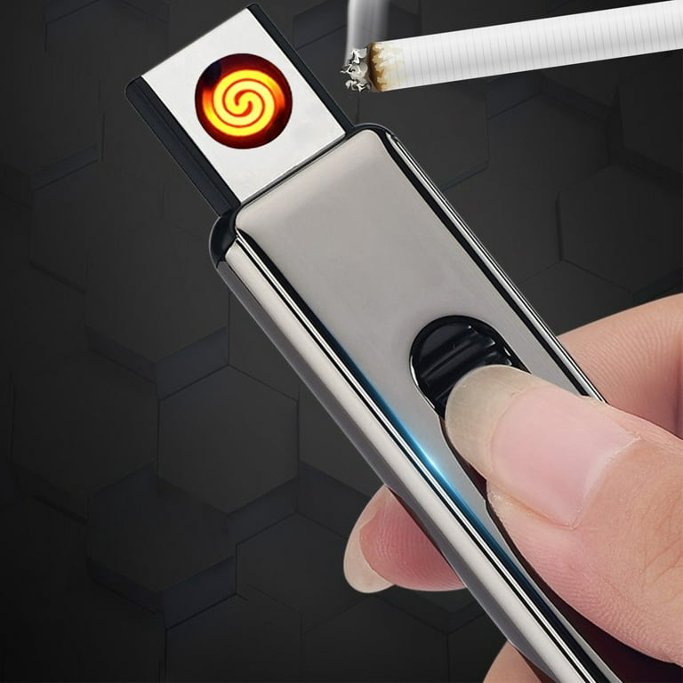 Electronic Lighter, USB Rechargeable Lighter, Cylindrical Strip Flameless  Windproof Electric Arc Lighter, Upgrade Smart Fingerprint Ignition Lighter  for Indoor Outdoor Cigarette Lighter