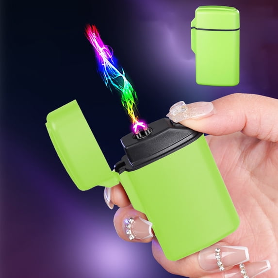 Electronic Lighter | Windproof USB Rechargeable Plasma Ignition | Type C Charging, Outdoor Portable, Design, Multicolor | Mini Pocket Size 2.6 x 1.57 x 0.75 in