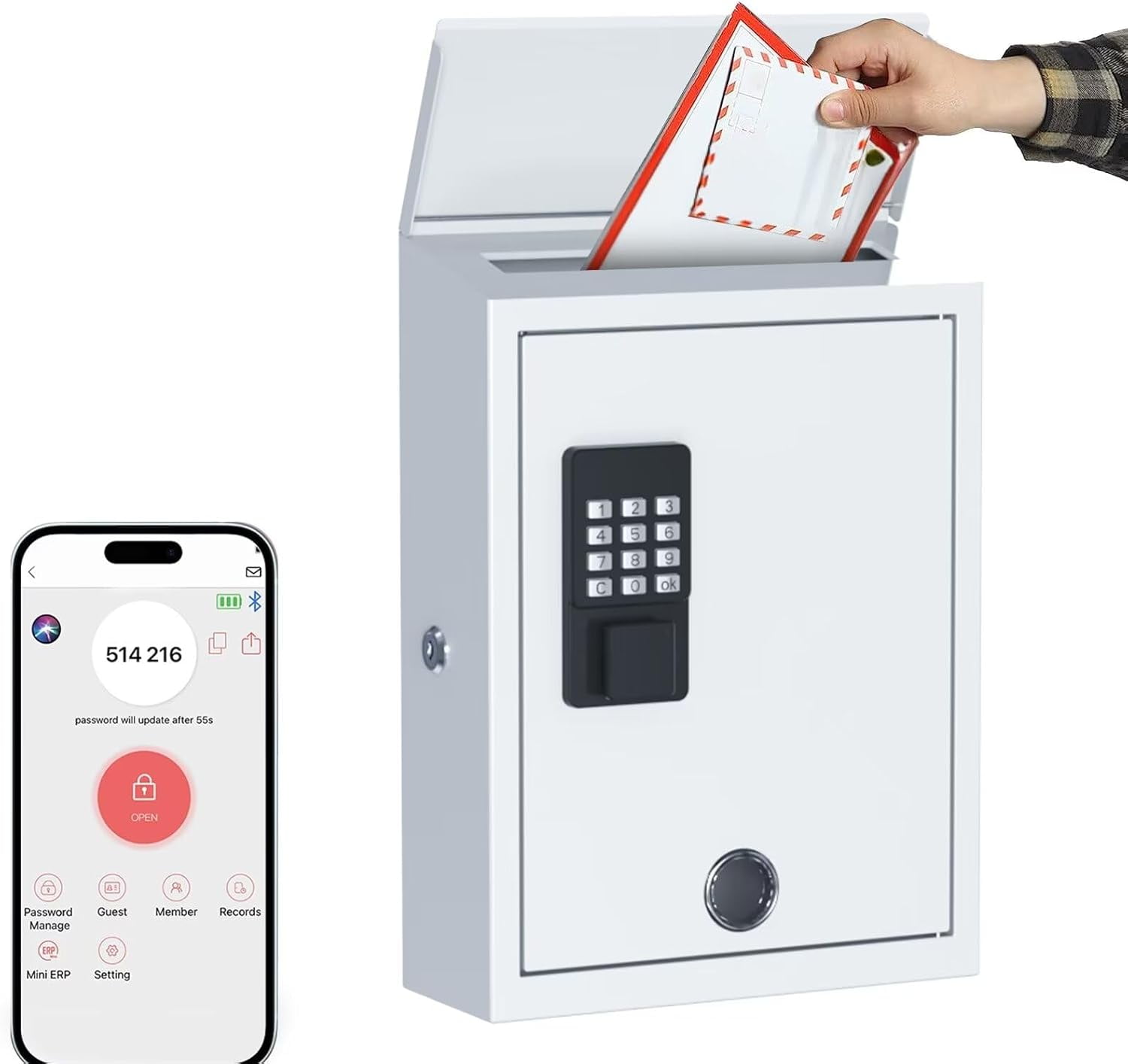 Metal Locking Mailbox Wall Mount Key Drop Mailbox For Outside Suggestion Box Mon - View #11