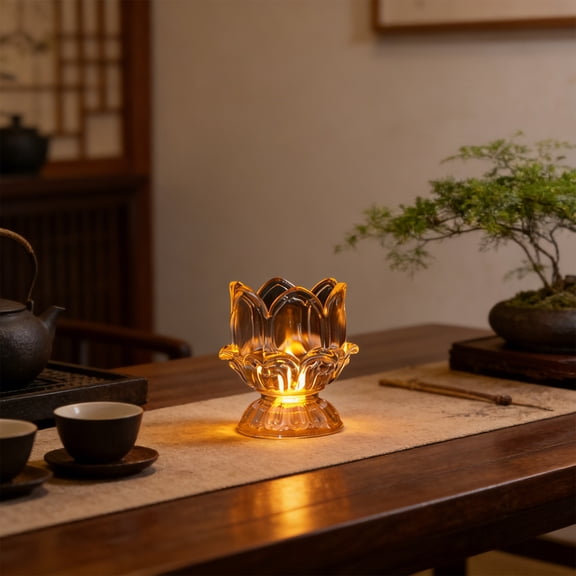 Electronic Lotus Candle, Gold Tealight Candle for Table Centerpiece Wedding Party Ornament,Buddha Temple Home Decor