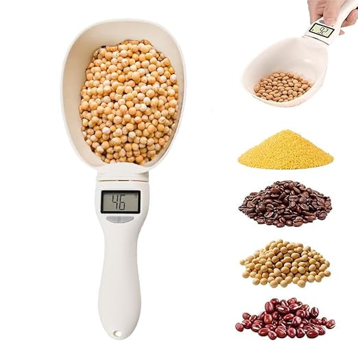 Electronic Measuring Cup - Adjustable Digital Scoop with Multi-Unit Display, Ideal for Measuring Pet Food, Kitchen Ingredients and General Cooking.