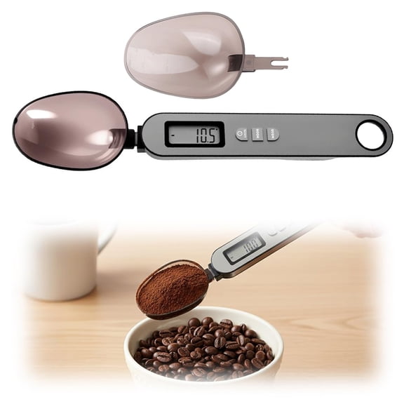 Electronic Measuring Spoon Basdi Rechargeable High-Precision Electronic Measuring Spoon - 500G/0.1G Lcd Digital Scale with Detachable Heads, Multifunction for Baking, Coffee & Daily Portioning, Grey