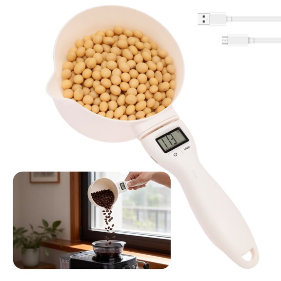 Electronic Measuring Spoon With Conversion Smart Electronic Measuring Cup Weigh As You Scoop Charging or Battery Powered Style 28 OZ High Precision With LCD Screen