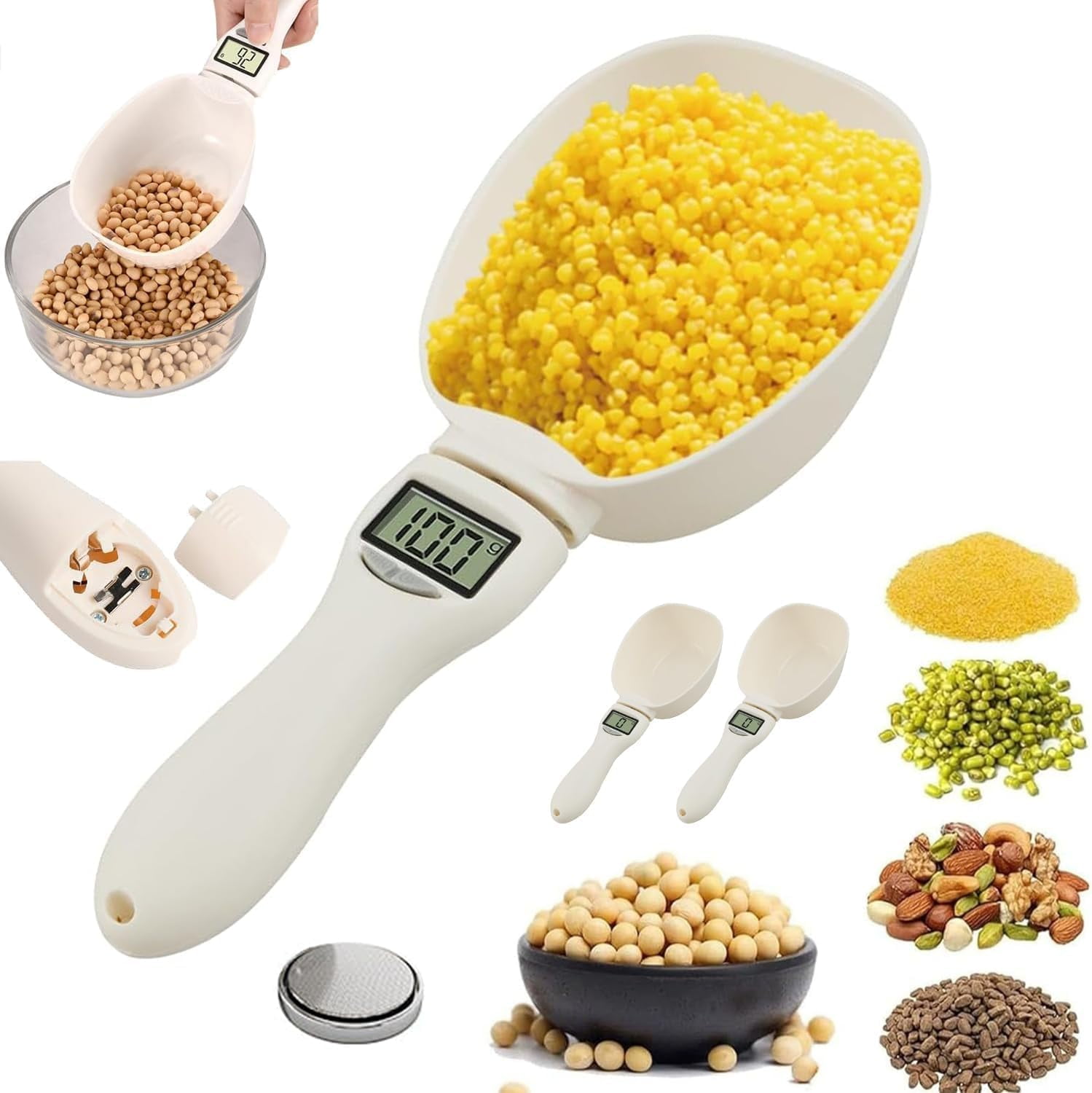 Electronic Measuring Spoon, Digital Spoon Scale 800g/0.1g with LCD Display, Removable & Easy-Clean, Unit Conversion (g/ml/cup/fl.oz/oz) for Cooking, Baking, Dog Cat Food, Coffee, Powder