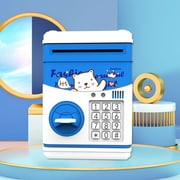 Electronic Mini ATM Piggy Bank, Early Education Toys Gifts for kids, For Real Money Coin Bank with Personal Password & Auto Scroll, PAKASEPT Birthday for Kids Age 3-8 Blue