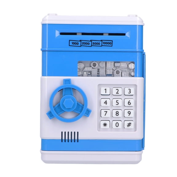 Electronic Money Savings Box ATM Password Cash Bank Security Safe, Automatic Rolling Bill Safe Mini Bank Savings Box[bule]