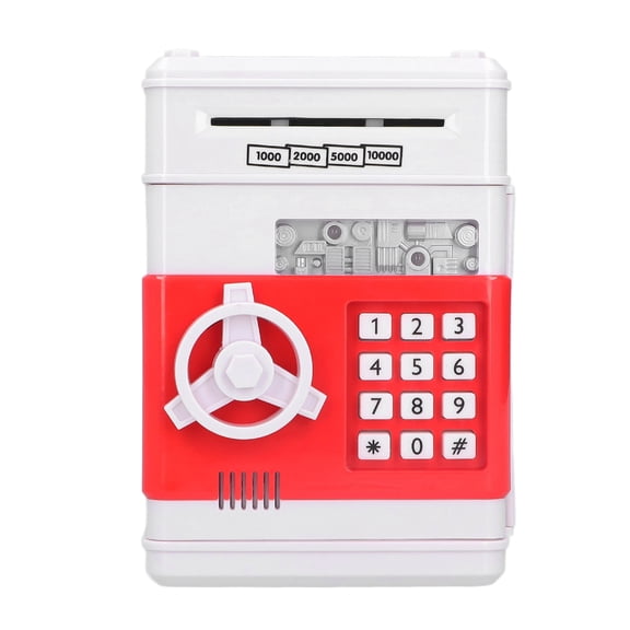 Electronic Money Savings Box ATM Password Cash Bank Security Safe, Automatic Rolling Bill Safe Mini Bank Savings Box[red]