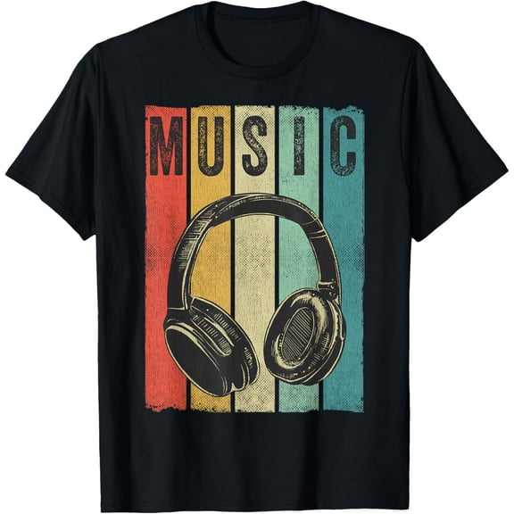 Electronic Music Lover DJ Gift Vintage Retro Headphones Mens T-Shirt