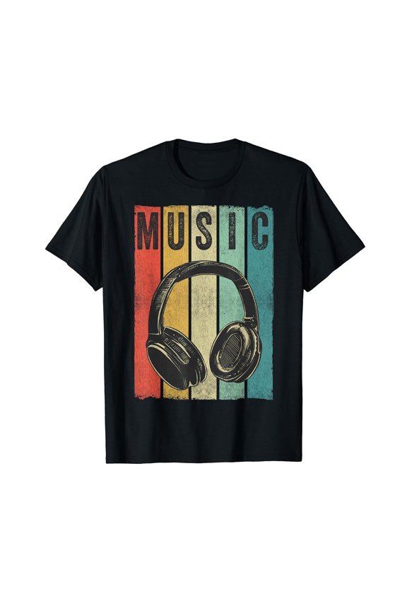 Electronic Music Lover DJ Gift Vintage Retro Headphones T-Shirt