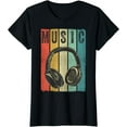 thumbnail image 1 of Electronic Music Lover DJ Gift Vintage Retro Headphones T-Shirt, 1 of 3
