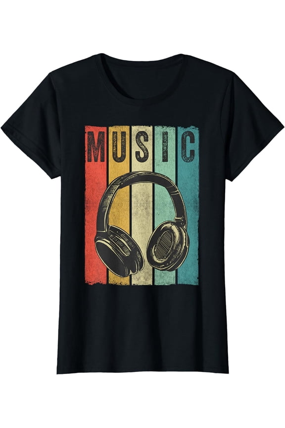 Electronic Music Lover DJ Gift Vintage Retro Headphones T-Shirt