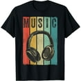 thumbnail image 1 of Electronic Music Lover DJ Gift Vintage Retro Headphones T-Shirt, 1 of 3