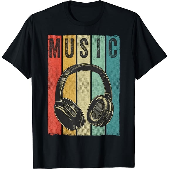 Electronic Music Lover DJ Gift Vintage Retro Headphones T-Shirt