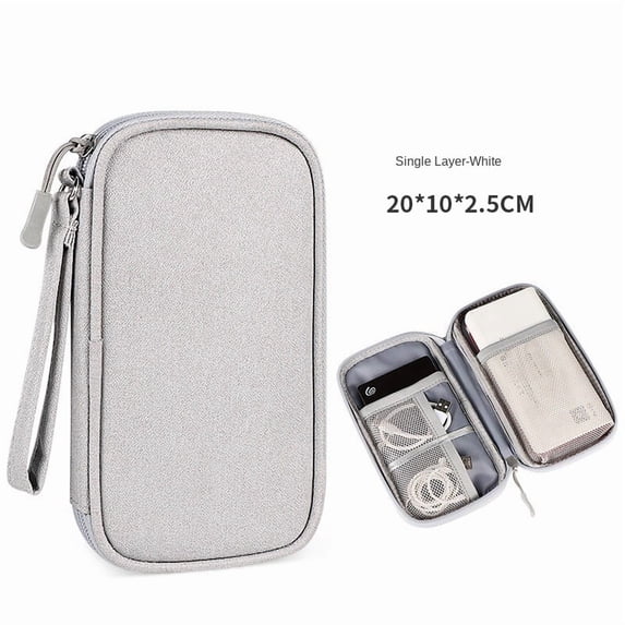 Electronic Organizer Small Travel Cable Organizer Bag Pouch Waterproof Electronic Accessories Storage Bag for Cable, Cord, Charger, Phone, Earphone (Gray-Single-layer)
