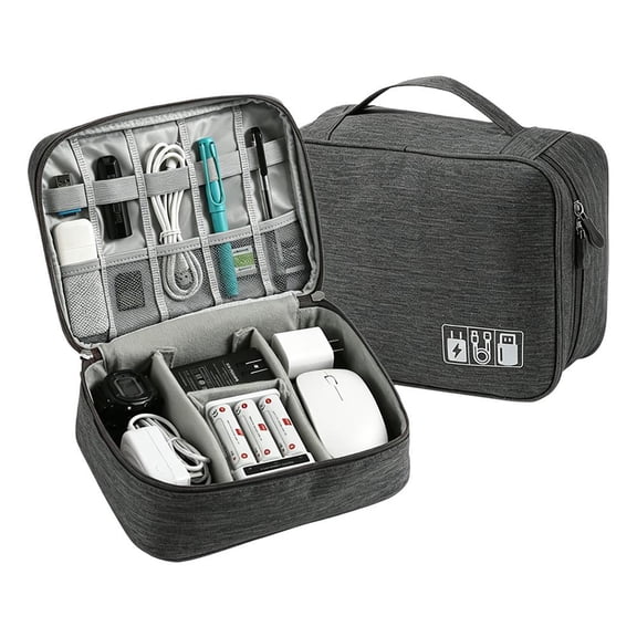Electronic Organizer Travel Cable, Cable Organizer Bag, Large Travel Storage Bag Pouch Portable Waterproof Storage for Cable, Mouse,USB Cable,Power Bank,Cord, Charger - Gray