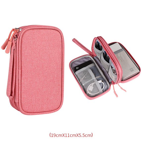 Electronic Organizer, Travel Cable Organizer Bag Pouch Electronic Accessories Carry Case Portable Waterproof Double Layers All-in-One Storage Bag for Cable, Cord, Charger, Phone, Earphone
