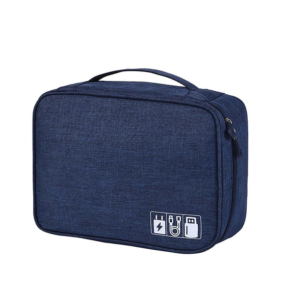 Electronic Organizer Travel Case, Multi-Function Cable Storage Bag for Power Bank, Headphones, Charger, with Zipper Pockets and Elastic Bands, Water-Resistant Tech Pouch