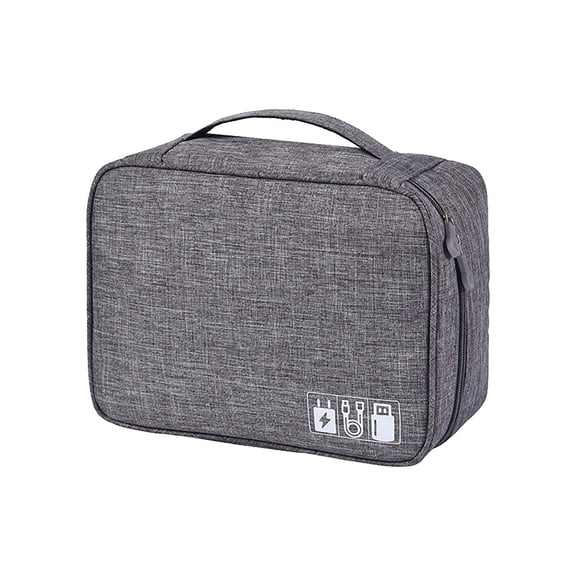 Electronic Organizer Travel Case, Multi-Function Cable Storage Bag for Power Bank, Headphones, Charger, with Zipper Pockets and Elastic Bands, Water-Resistant Tech Pouch