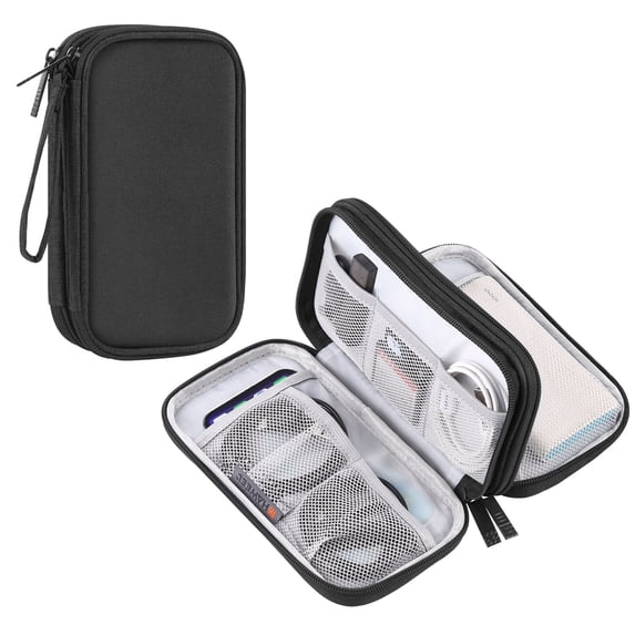 Electronic Organizer Travel Case Small Mesh Zipper Pouch Bag Storage Organizer Travel Accessories Black 1 Pack