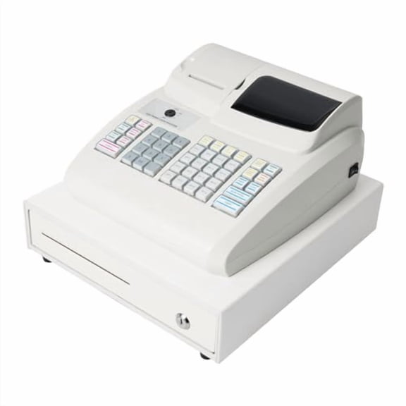 Electronic POS System Cash Register with 47 Keys,8 Digital LED Cash Register with Removable Cash Tray and Thermal Printer,Multifunction Cash Register for Small Business