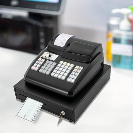 Electronic POS System Cash Register 47 Keys LED Display For Retail w/ Drawer Box