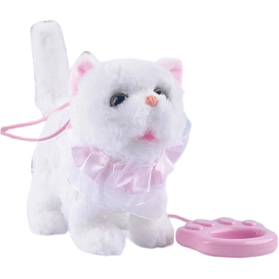 Electronic Pet Cats Toy with Remote Walking Voice and Light Realistic Sound for Toddler Crawl Learning Interactive Robot Animal Toy