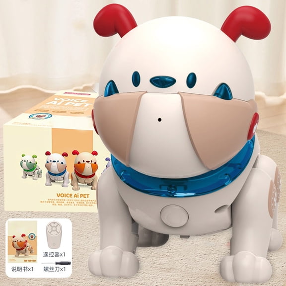 Electronic Pet Interactive Mechanical Dog, Sensing Toy with Music, Dance, Recording, Remote Control Robot Dog, Blue