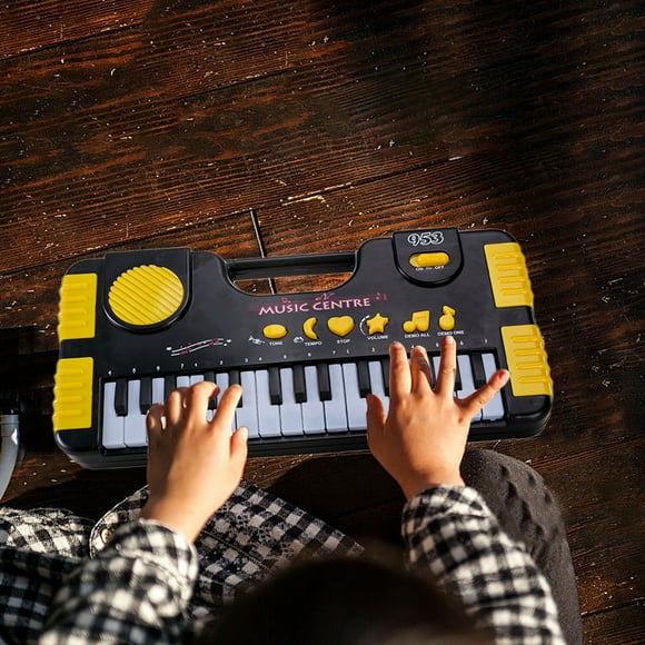 Electronic Piano Keyboard 31 Keys | Portable Musical Instrument | Lightweight Plastic Design | Interactive Learning & Creativity | 2 Tones Rhythms | Yellow | 12x6.1x1.37in | Battery Powered | Home
