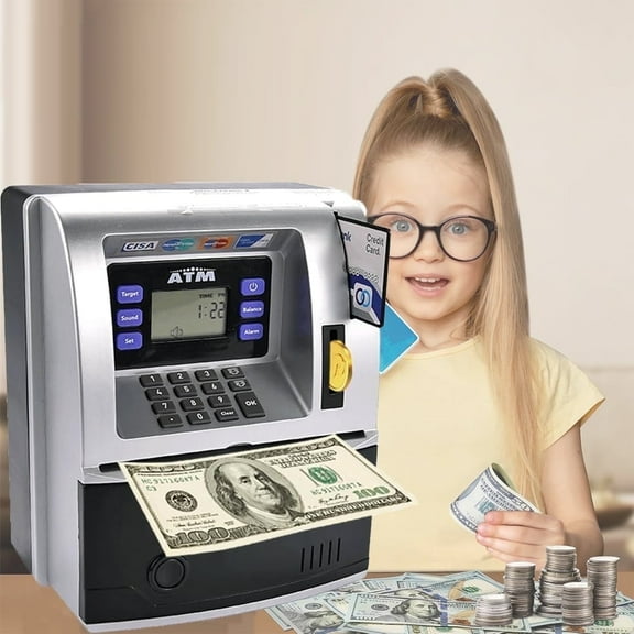Electronic Piggy Bank, ATM Password Money Bank Cash, Coins Saving Box for Kids, Cartoon Safe Bank Box, ATM Coin Bank Toys Gifts for 3 4 5 6 7 8 9 10 11 12 Year Old Boys Girls