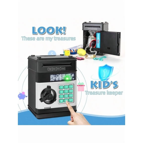 Electronic Piggy Bank Mini ATM Money Savings Box for Kids Age 3-12 | Refasy Cash Coin Can Toy | Automatic Bill Scroll & Coin Slot Bank | Learning Gift for 3 4 5 6 7 8 9 10 11 12 Year Old Boys Girls