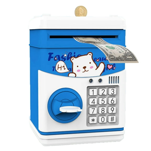 Electronic Piggy Bank for Kids ATM Coin Can with Password & Music Children Great Gift Toy Blue