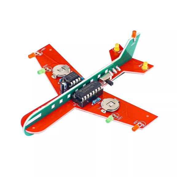 Electronic Plane Model Set With Flashing LED Circuit Board For Soldering Practice And STEM Science Projects