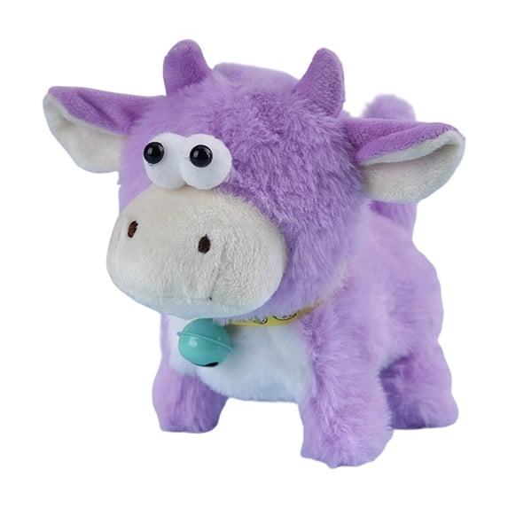 Electronic Plush Cow, Purple Walking Interactive Electronic Pet, 1 Piece Battery-Free Stuffed Animal Toy, For Kids Toddlers Playtime Birthday Party Favors Educational Pretend Play Gift