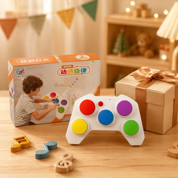 Electronic Pop Fidget Toys with Music LED Rhythm Light Strip - Handheld Rhythm Beats Controller Wear - Brain Training Reaction Speed Game for Age3+