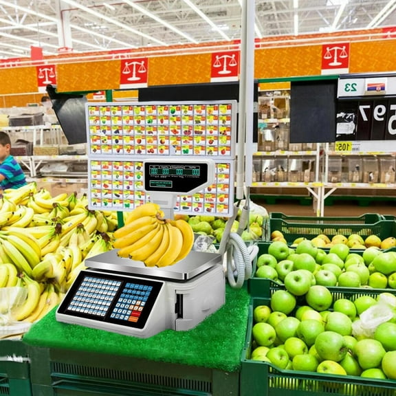 Electronic Price Computing Scale 22LB Capacity, Commercial Barcode Label Printer for Counters, Farmers Markets, Grocery Store Inventory