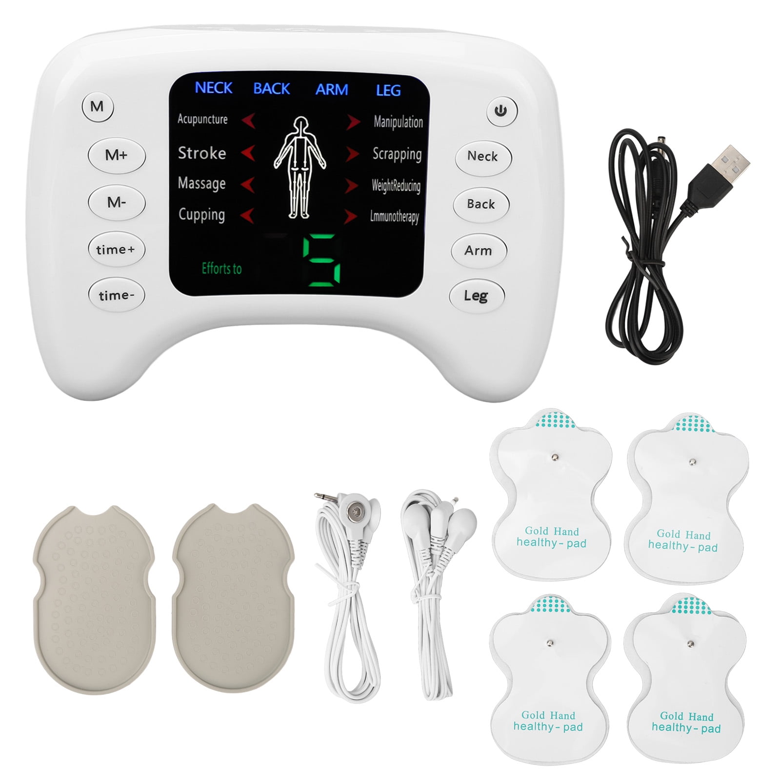 Electronic Pulse Massager Adjustable 15 Gears 8 Modes Timer Dual Output