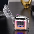 thumbnail image 1 of Electronic Rechargeable Lighter Outdoor Windproof Lighter Transparent Waterproof Double Arc Lighter LED Power Display Type-C for Boyfriends and Friends (Orange), 1 of 6