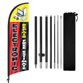 Electronic Repair Advertising Feather Flags Banner 8Ft, Electronic Repair Swooper Flag with Pole and Ground Stake, Advertising Feather Flag Signs for Electronic Repair Business