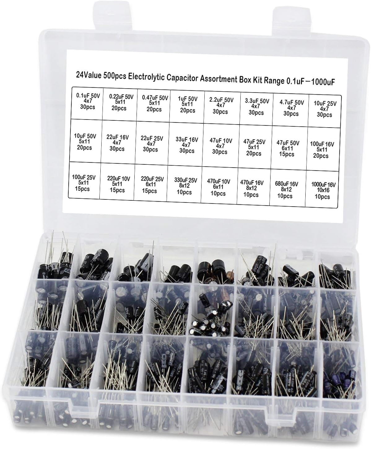 Multipurpose Electrolytic Capacitors Kit, Various Specifications Clear ...