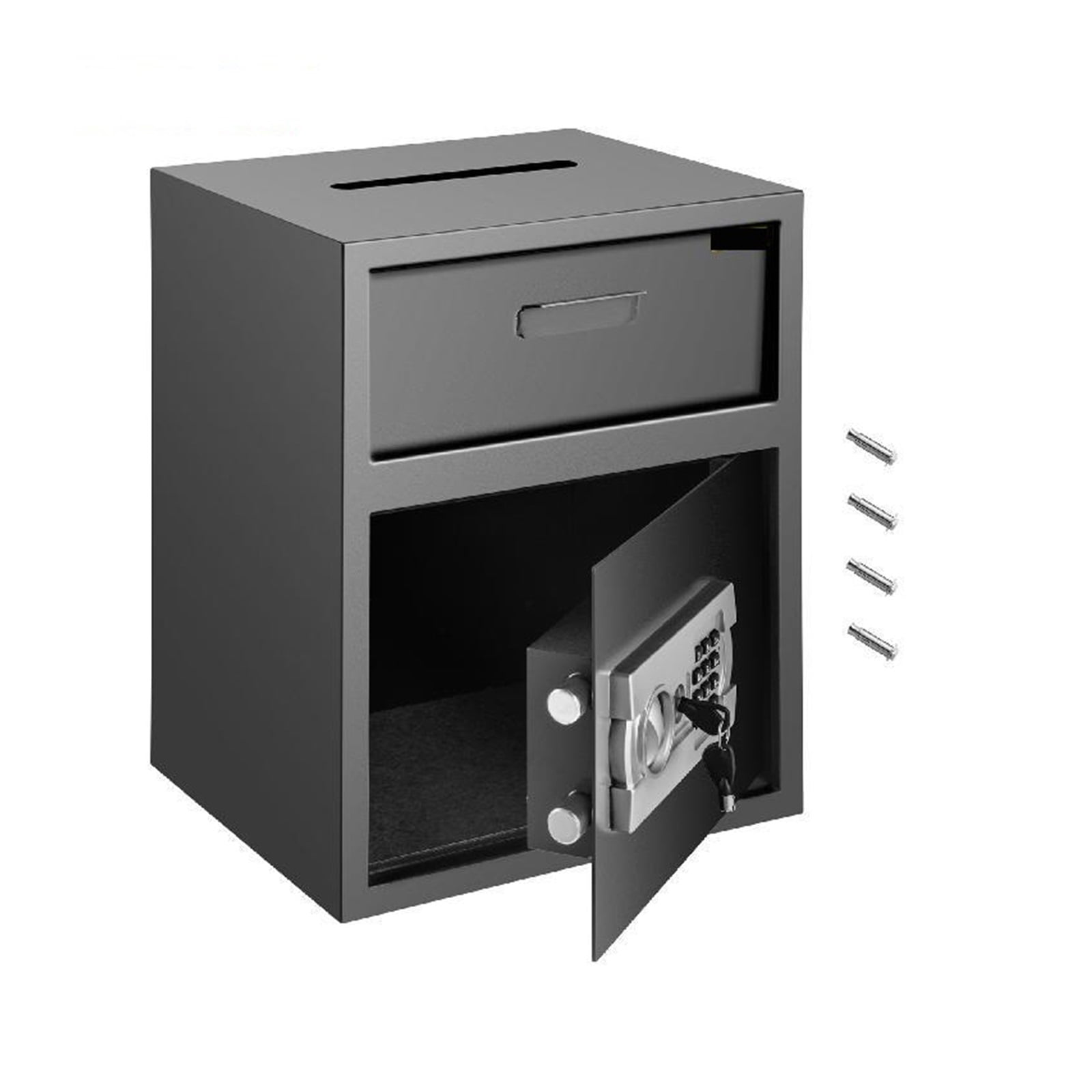 Electronic Safe Deposit Box With Drop Slot Secret Hidden Piggy Bank Security Digital Access Two Keys for Store Money